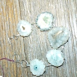 New Sterling Silver9 Green Solar Quartz Bracelet